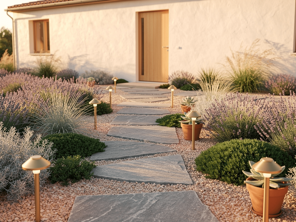 aménagement devant maison sans pelouse