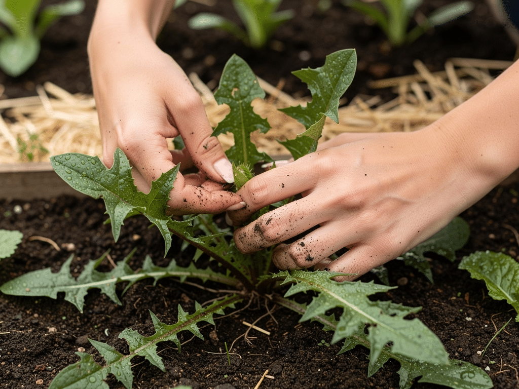 mauvaise herbe dans jardin